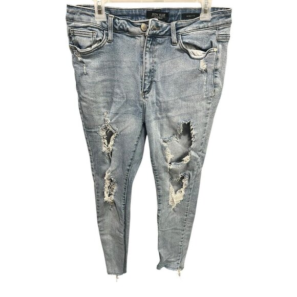 Judy Blue Women's 13/31 High Rise Super Distressed Skinny Jeans Light Acid Wash - Picture 2 of 6